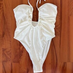 (NWT) WHITE EYELET ONE PIECE BATHING SUIT
